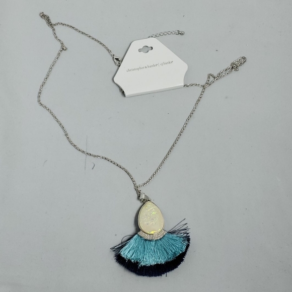 Christopher & Banks Navy/aqua tassel necklace - Picture 3 of 5